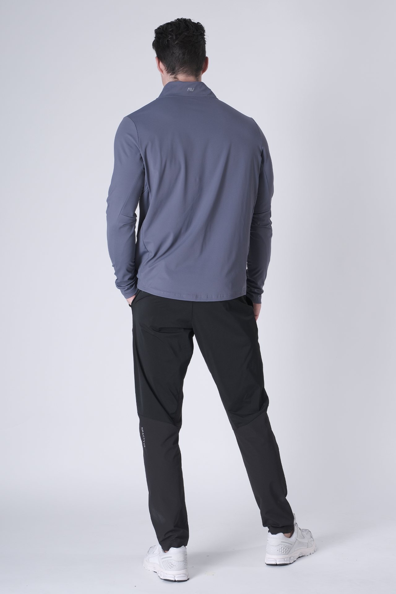 SPR0002 - Ultra Soft Stretch Nylon Mock Neck Workout Half Zip Top - Slate