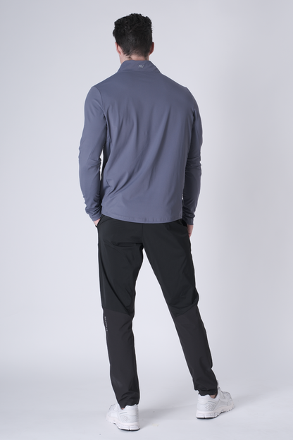 SPR0002 - Ultra Soft Stretch Nylon Mock Neck Workout Half Zip Top - Slate