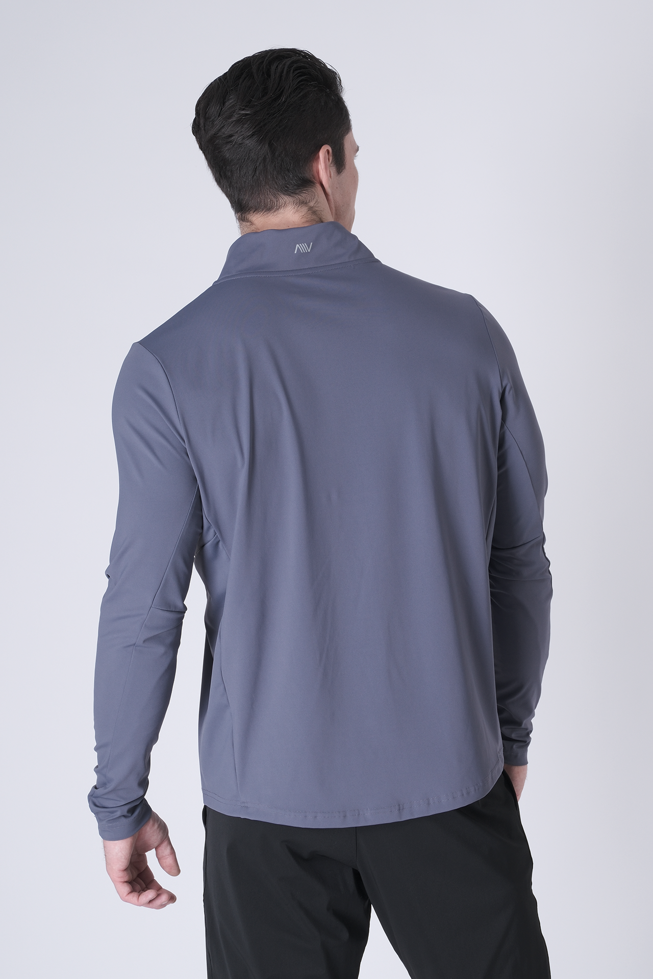 SPR0002 - Ultra Soft Stretch Nylon Mock Neck Workout Half Zip Top - Slate