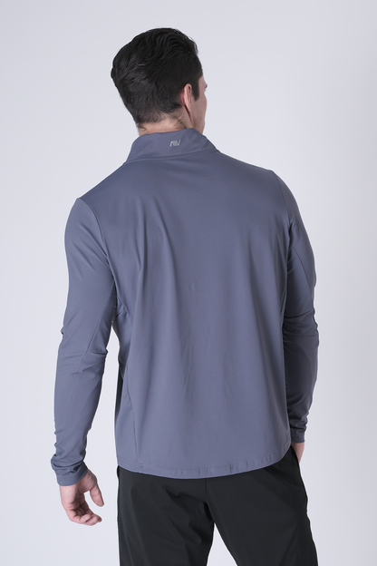 SPR0002 - Ultra Soft Stretch Nylon Mock Neck Workout Half Zip Top - Slate