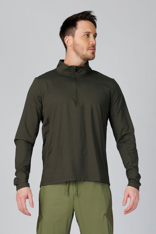 SPR0002 - Ultra 4-Way Stretch Nylon Performance Half Zip Pullover - Dark Army