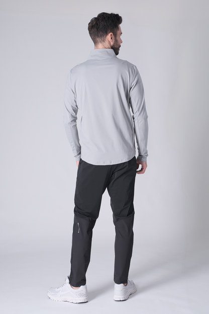 SPR0002 - Ultra Soft Stretch Nylon Mock Neck Workout Half Zip Top - Grey