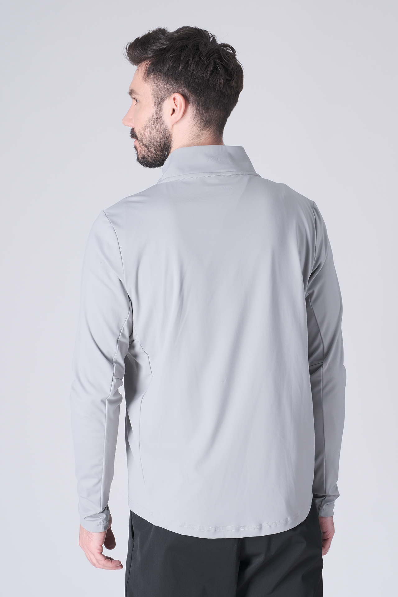 SPR0002 - Ultra Soft Stretch Nylon Mock Neck Workout Half Zip Top - Grey