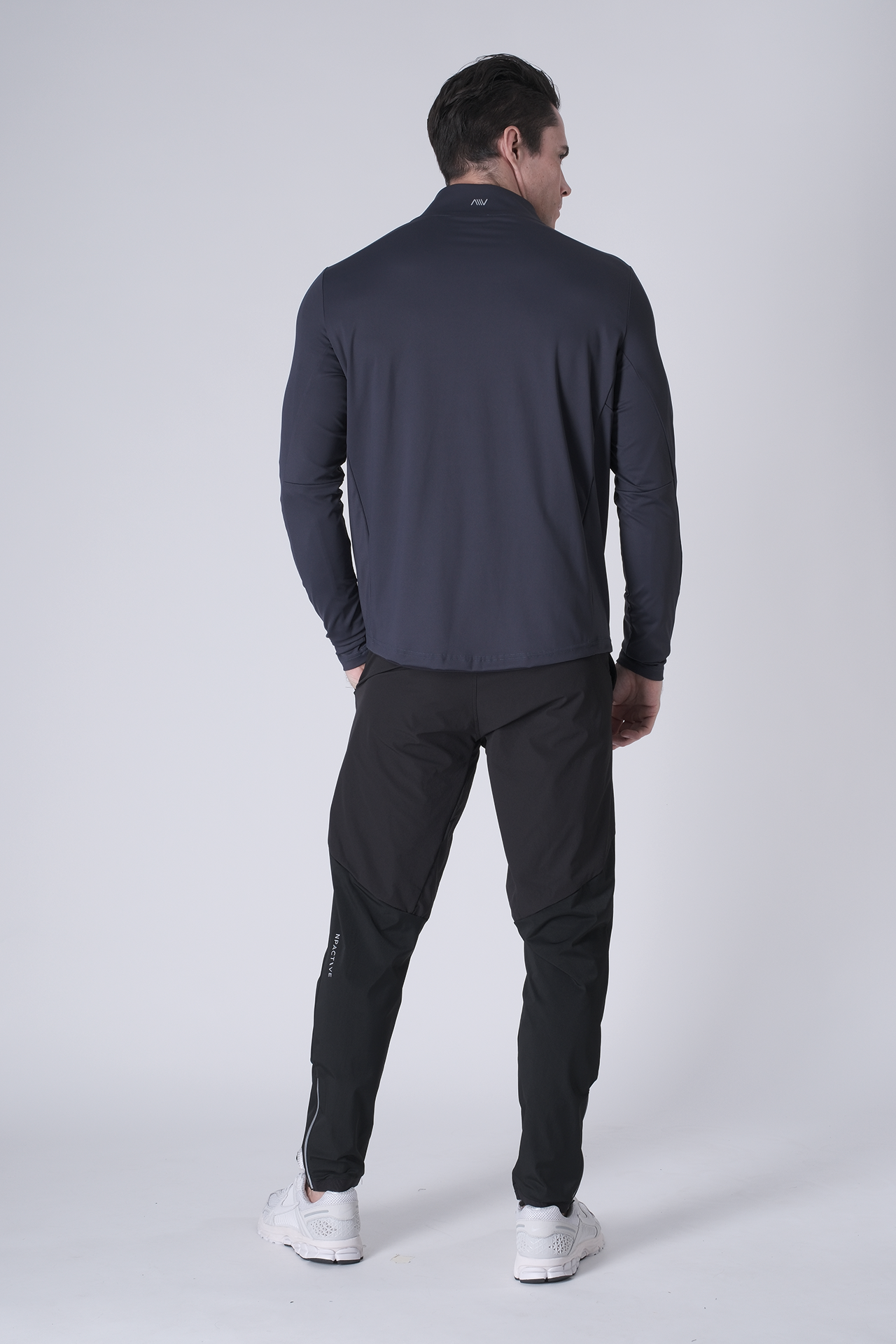 SPR0002- Ultra Soft Stretch Nylon Mock Neck Workout Half Zip Top - Navy
