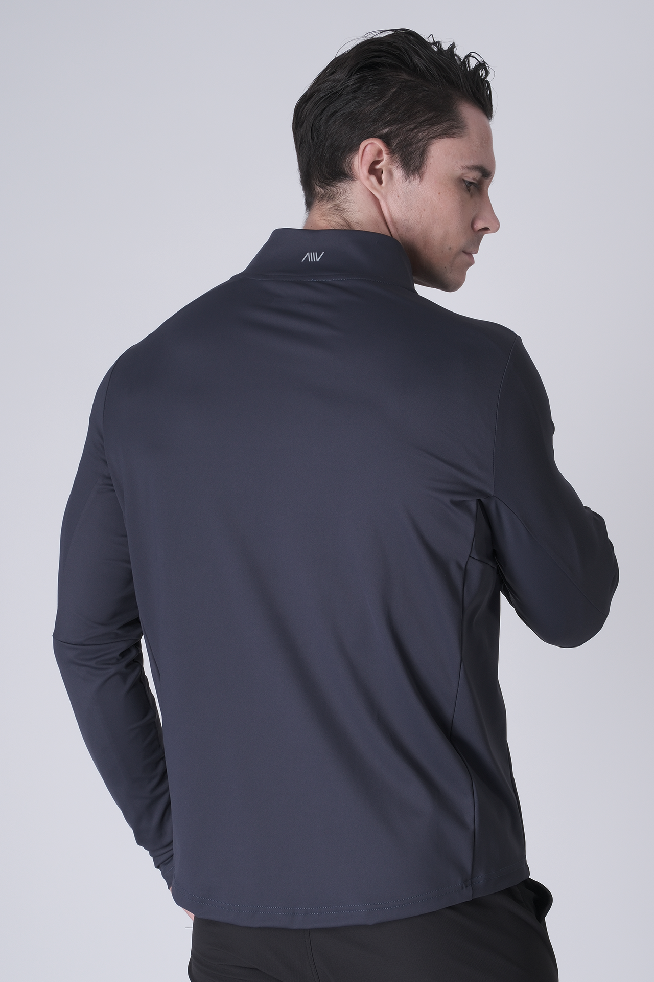 SPR0002- Ultra Soft Stretch Nylon Mock Neck Workout Half Zip Top - Navy