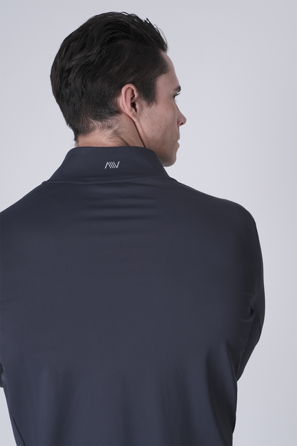 SPR0002- Ultra Soft Stretch Nylon Mock Neck Workout Half Zip Top - Navy
