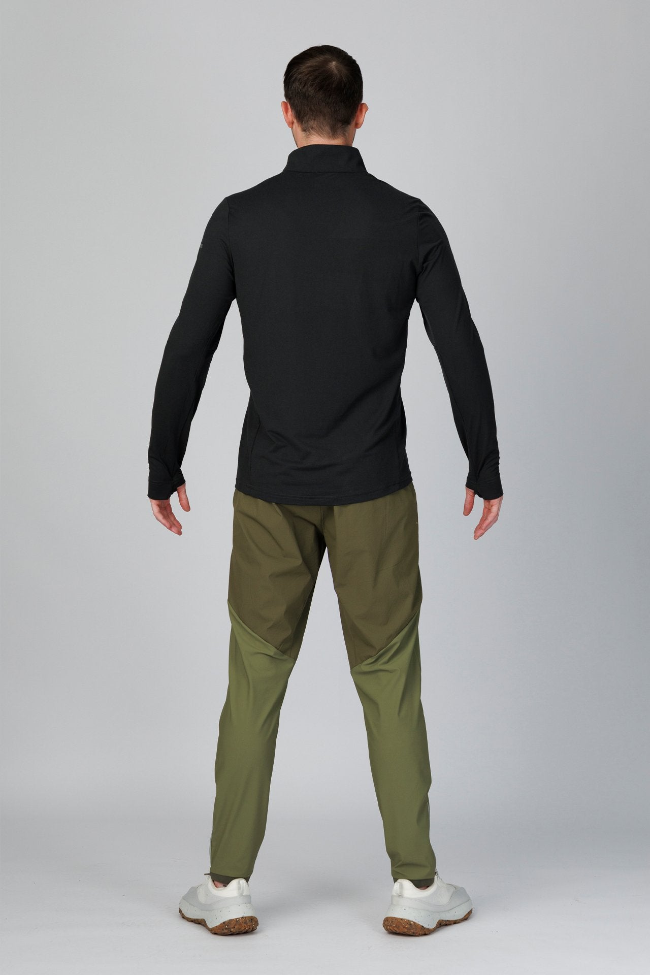 SPR0004 - Sweat Wicking Stretch Running Half Zip Pullover - Black