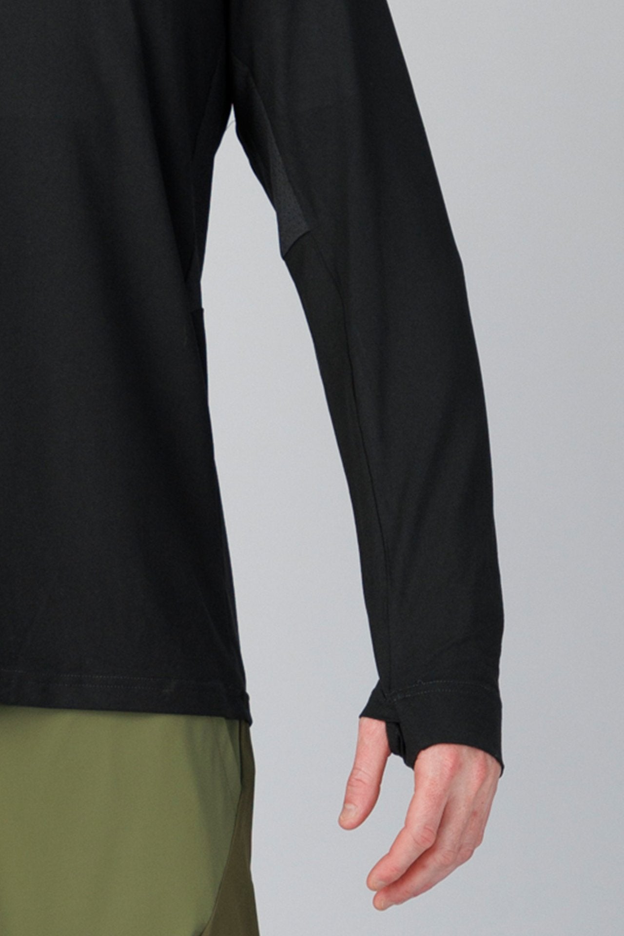SPR0004 - Sweat Wicking Stretch Running Half Zip Pullover - Black