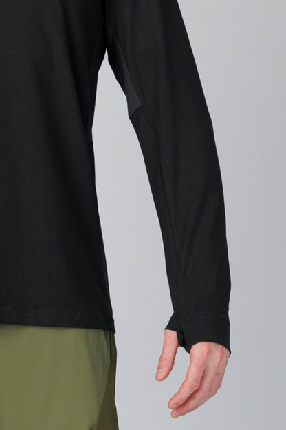 SPR0004 - Sweat Wicking Stretch Running Half Zip Pullover - Black