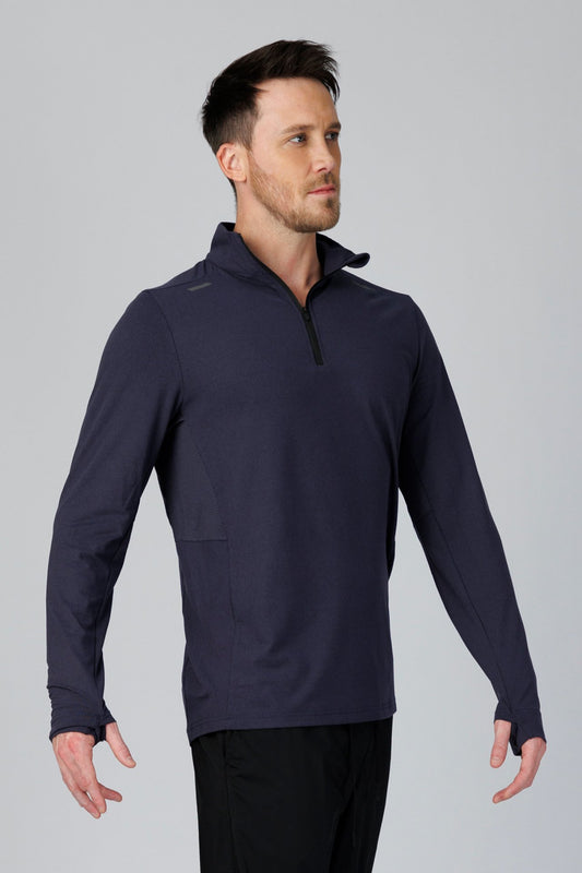 SPR0004 - Quick Drying Stretch Running Half Zip Pullover - Navy