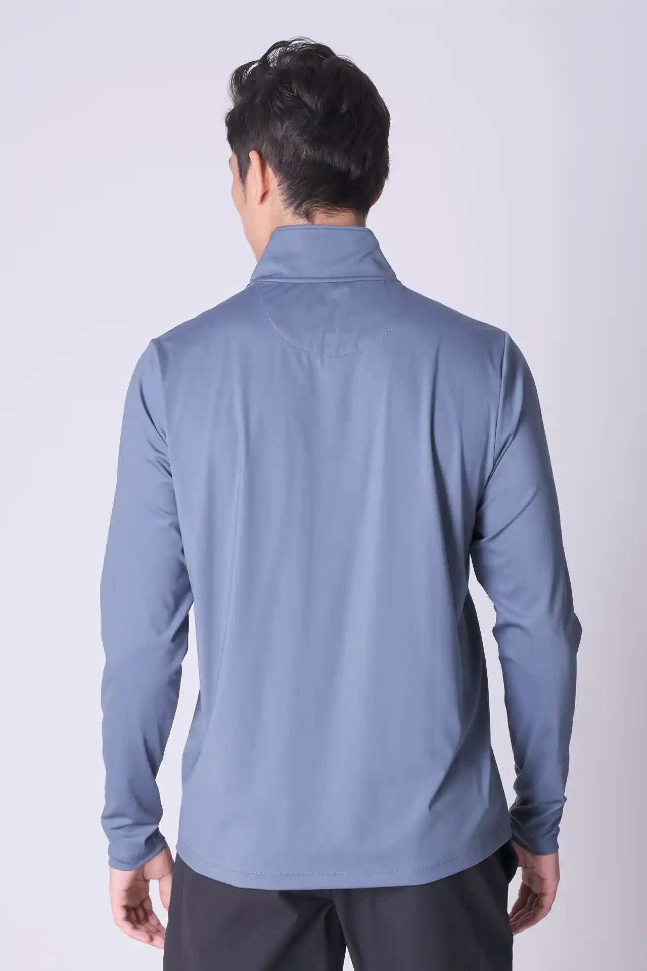 SPR0011 - Lightweight Ultra Soft Stretch Nylon Interlock Tech Golf Half Zip - Basalt Blue