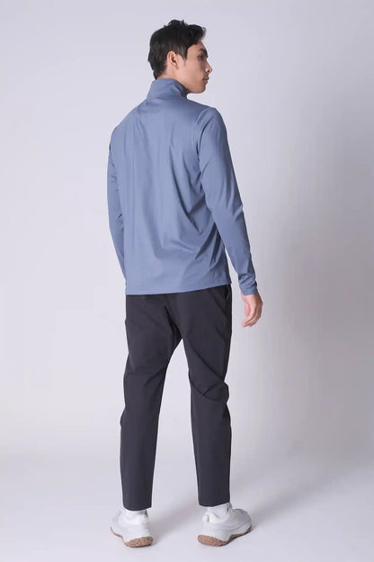 SPR0011 - Lightweight Ultra Soft Stretch Nylon Interlock Tech Golf Half Zip - Basalt Blue