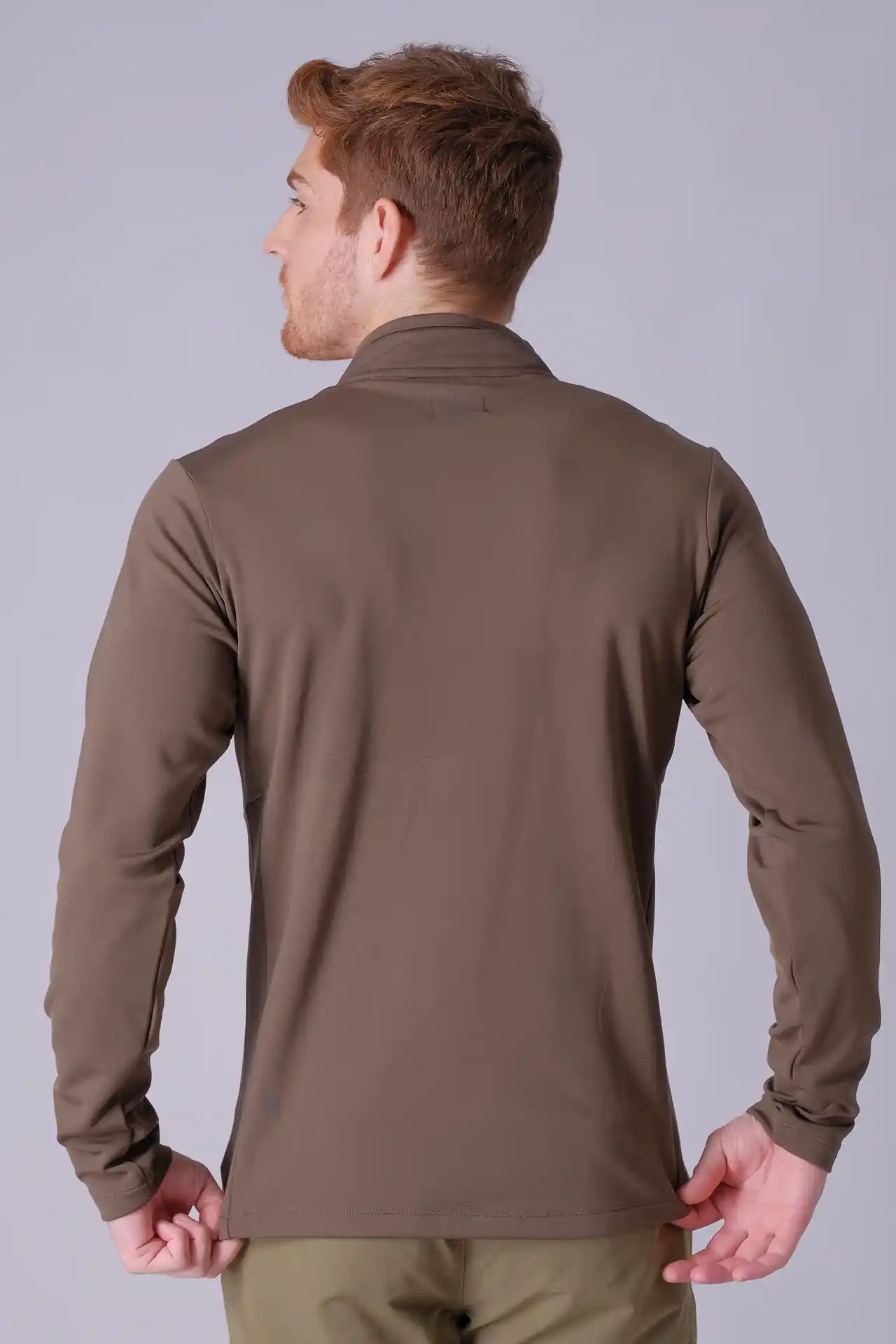 SPR0013 - Stretch Thermal Fleece Mock Neck Performance Half Zip Pullover - Army