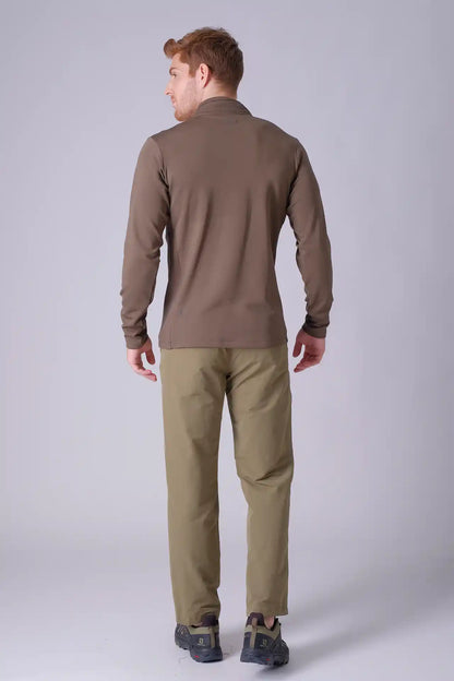 SPR0013 - Stretch Thermal Fleece Mock Neck Performance Half Zip Pullover - Army