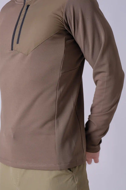 SPR0013 - Stretch Thermal Fleece Mock Neck Performance Half Zip Pullover - Army