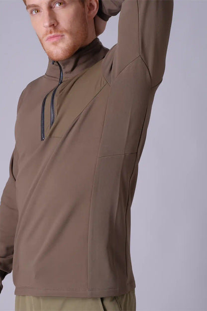 SPR0013 - Stretch Thermal Fleece Mock Neck Performance Half Zip Pullover - Army