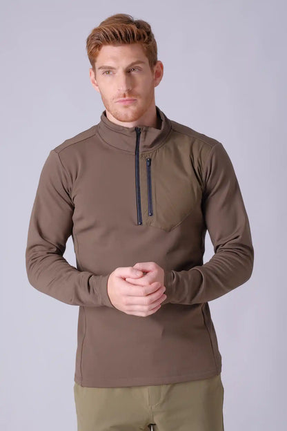 SPR0013 - Stretch Thermal Fleece Mock Neck Performance Half Zip Pullover - Army