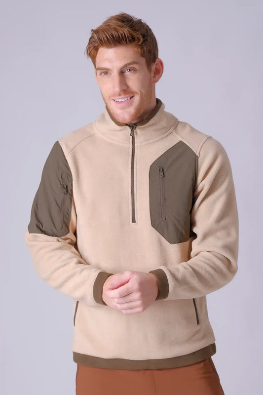SPR0014A - Sustainable Polar Fleece Insulated Half Zip Outdoor Pullover