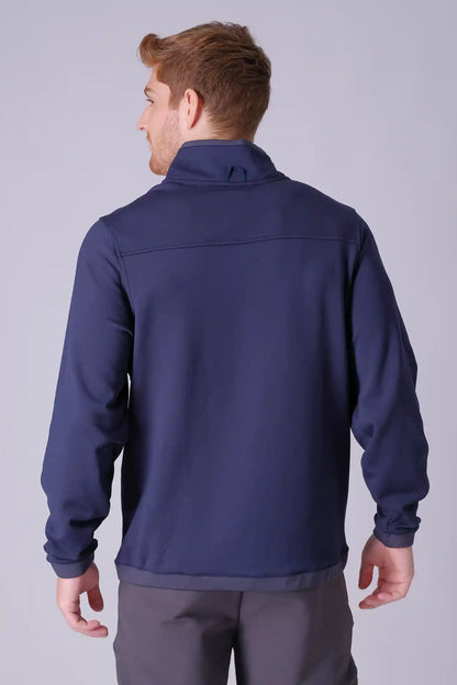 SPR0014 - Stretch Thermal Fleece Mock Neck Insulated Outdoor Half Zip Pullover - Navy
