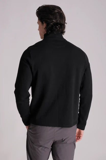 SPR0018 - Finest Cotton French Terry Half Zip Sweatshirt - Black