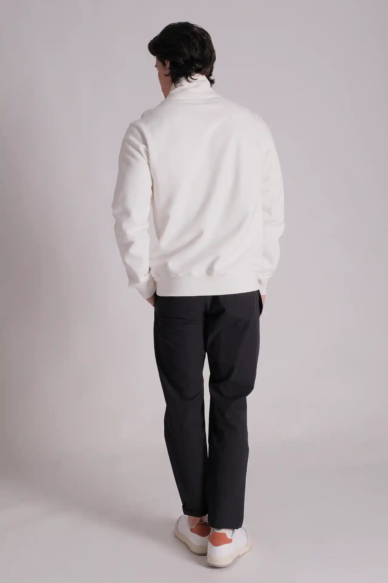 SPR0019 - Finest 500G Heavy Weight Essential Quarter Zip Up Sweatshirt - White