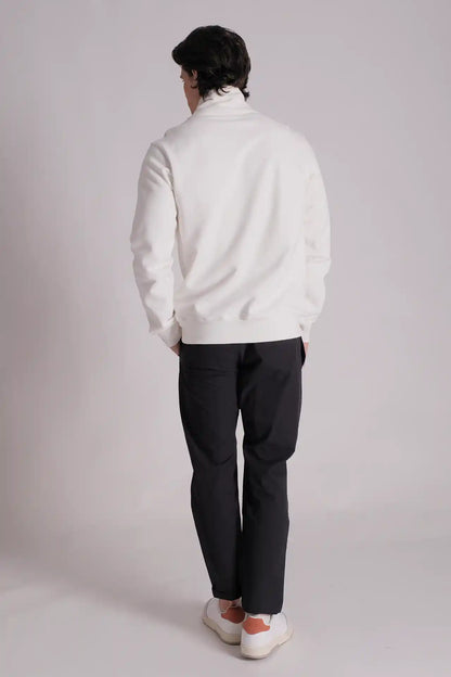 SPR0019 - Finest 500G Heavy Weight Essential Quarter Zip Up Sweatshirt - White