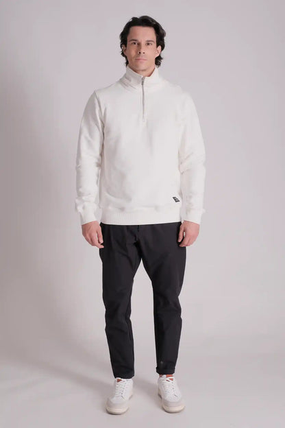 SPR0019 - Finest 500G Heavy Weight Essential Quarter Zip Up Sweatshirt - White