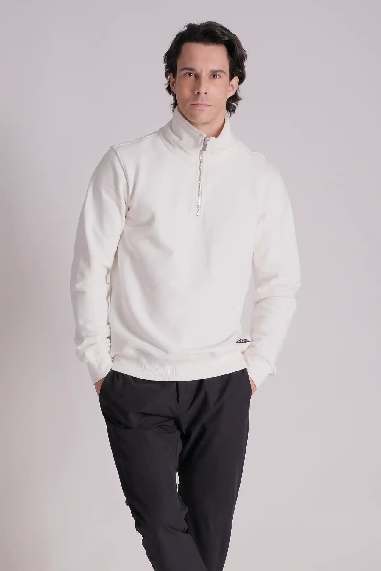SPR0019 - Finest 500G Heavy Weight Essential Quarter Zip Up Sweatshirt - White