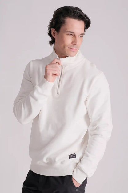 SPR0019 - Finest 500G Heavy Weight Essential Quarter Zip Up Sweatshirt - White