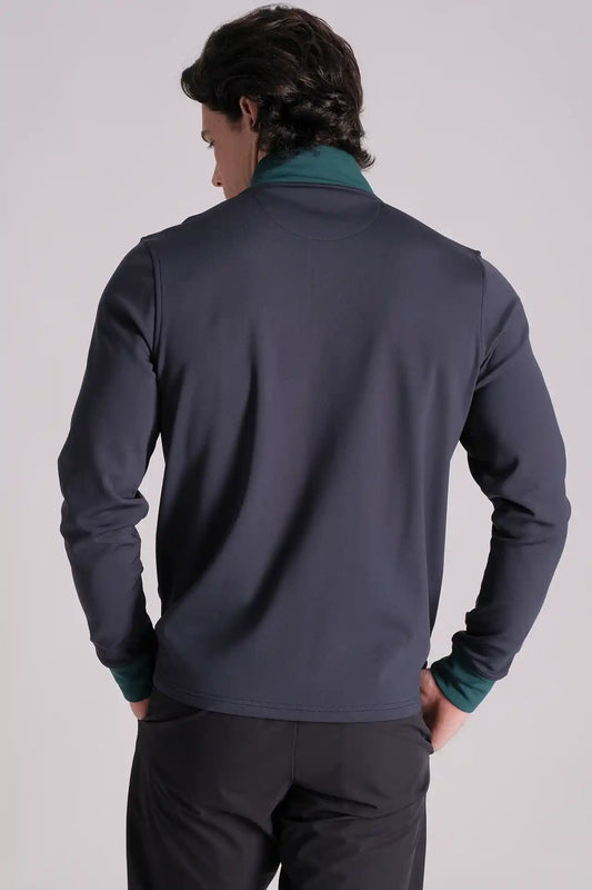SPR0020 - Stretch Thermal Fleece Color Blocking Half-zip Golf Pullover