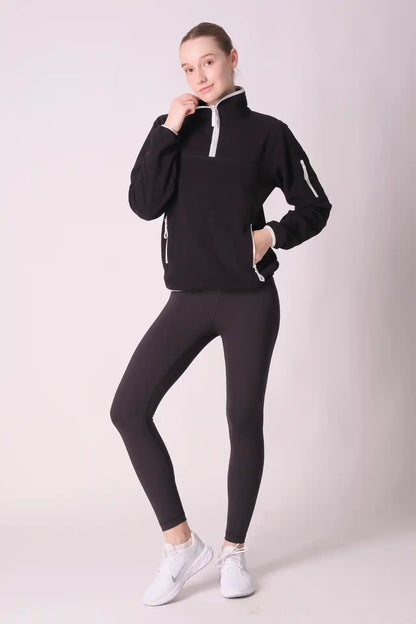 SPWR0023 - Women's Contrasting Fleece Pullover - Black