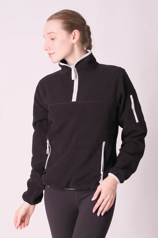 SPWR0023 - Women's Contrasting Fleece Pullover - Black