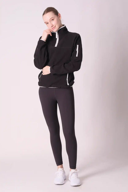 SPWR0023 - Women's Contrasting Fleece Pullover - Black