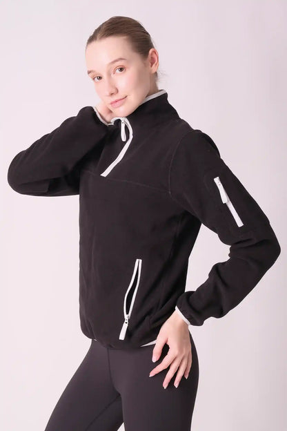 SPWR0023 - Women's Contrasting Fleece Pullover - Black