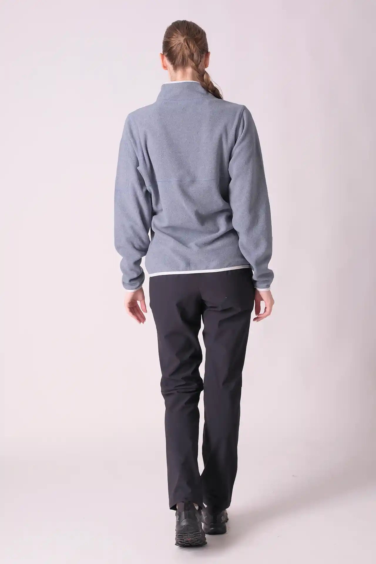 SPWR0023 - Women's Contrasting Fleece Pullover - Greyish Blue