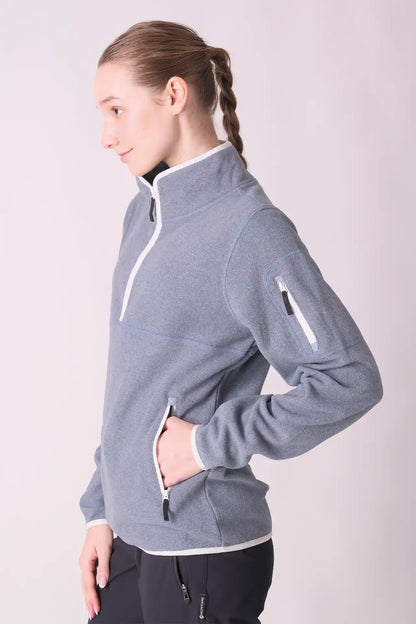 SPWR0023 - Women's Contrasting Fleece Pullover - Greyish Blue