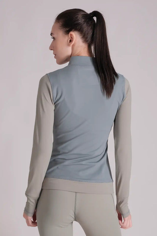SPWR0024 - Women's Color Blocking Half Zip Running Top - Green