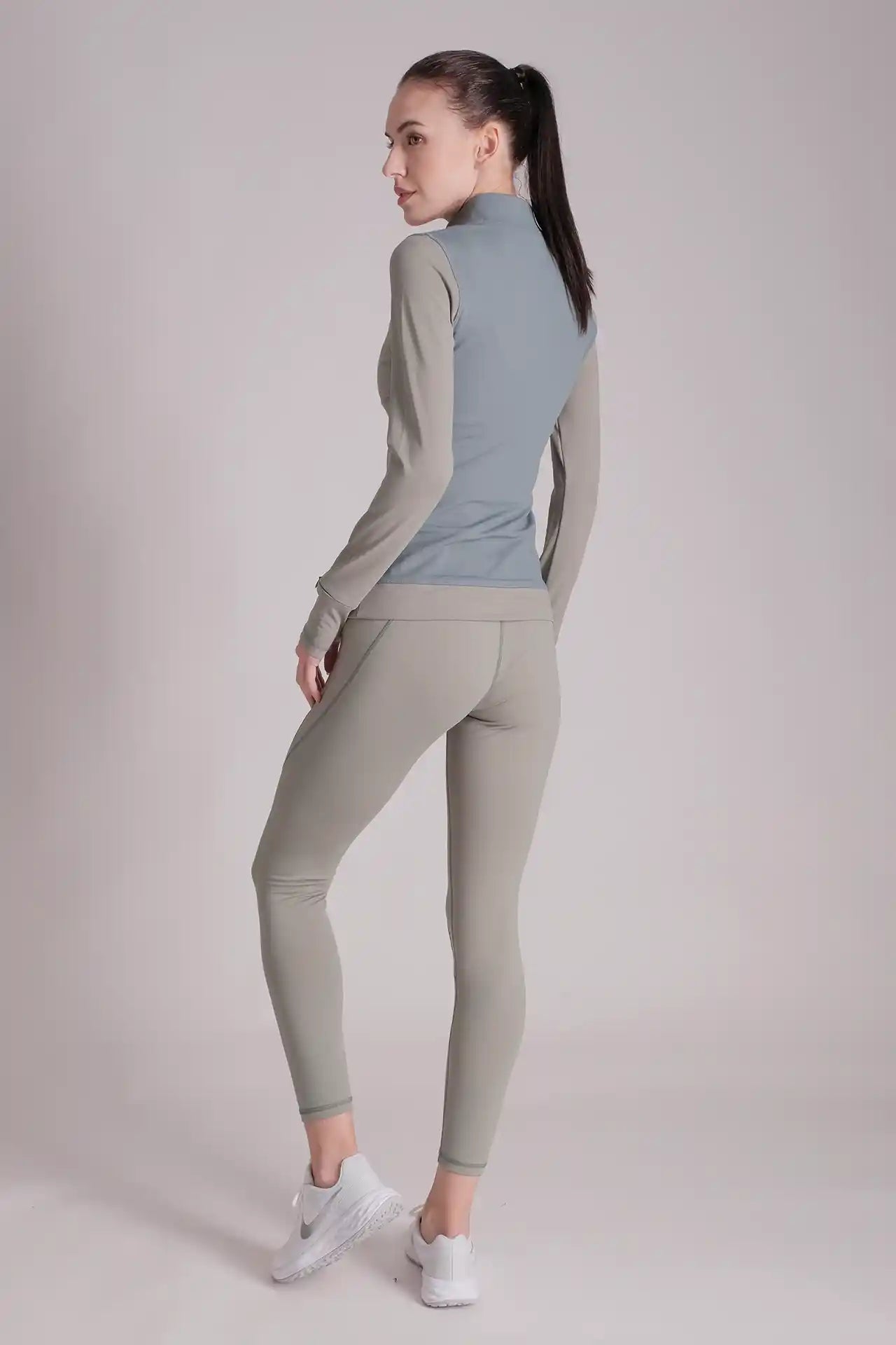 SPWR0024 - Women's Color Blocking Half Zip Running Top - Green