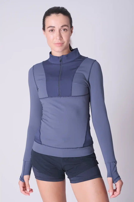 SPWM0229 - Women's Color Blocking Half Zip Running Top - Navy