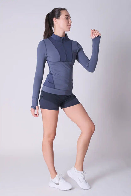 SPWM0229 - Women's Color Blocking Half Zip Running Top - Navy