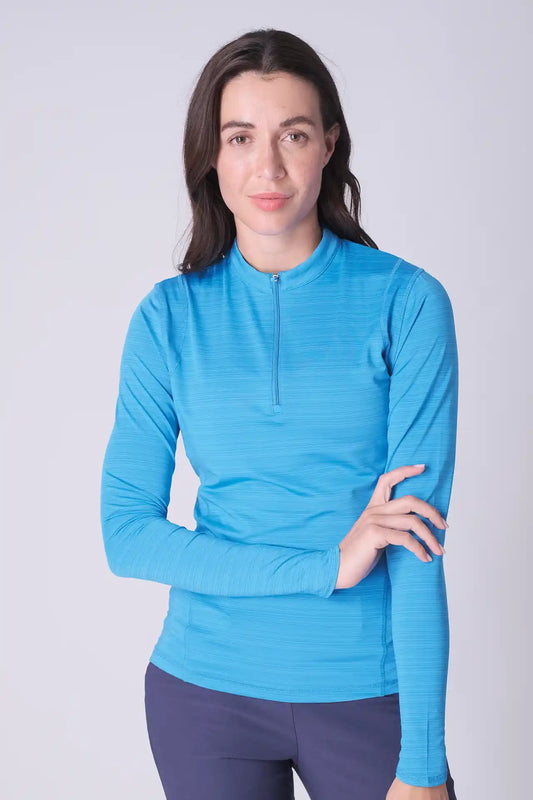 SPWR0028 - Women's Heather Jersey 1/4 Zip Top - Ocean
