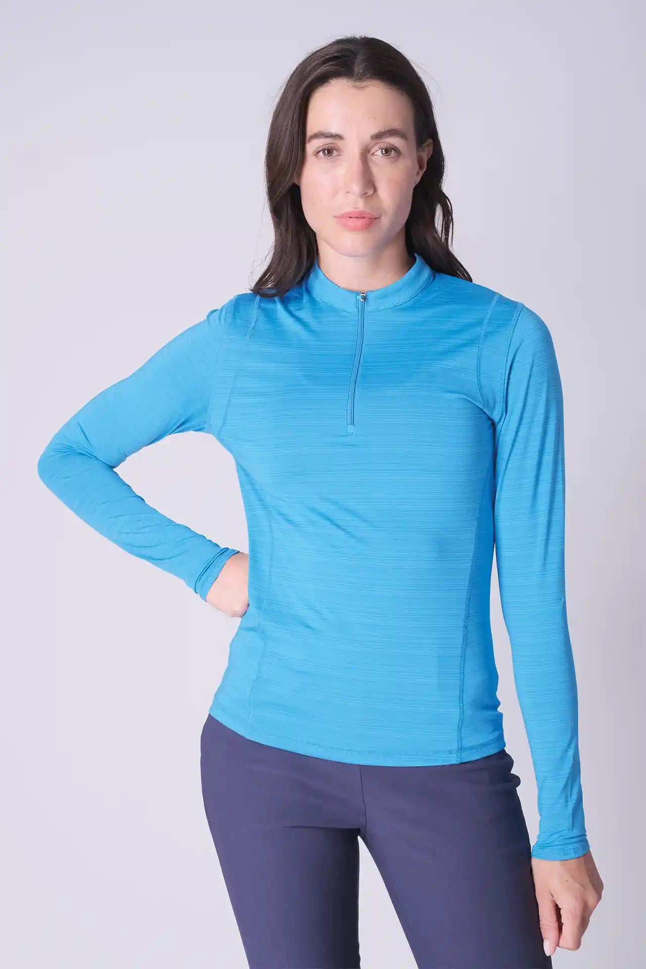 SPWR0028 - Women's Heather Jersey 1/4 Zip Top - Ocean