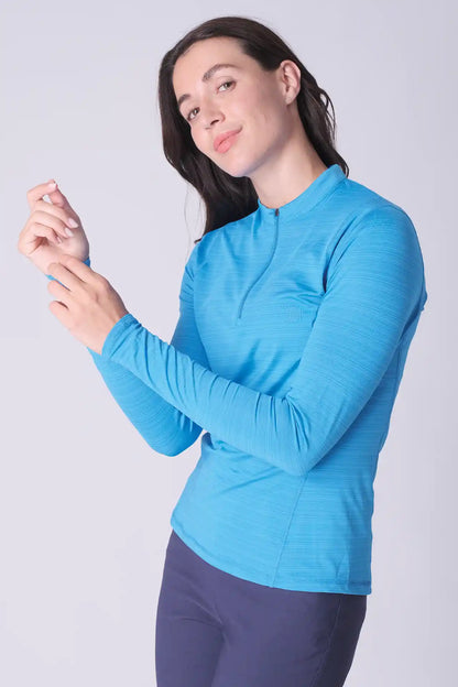 SPWR0028 - Women's Heather Jersey 1/4 Zip Top - Ocean