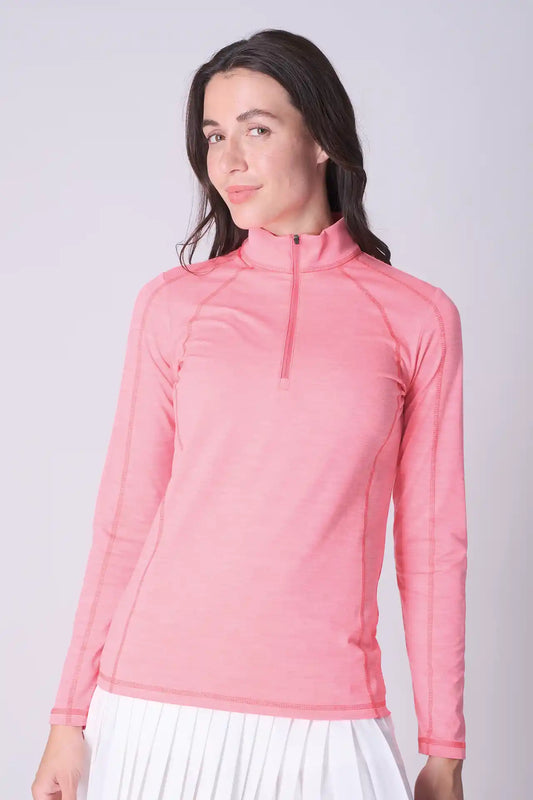 SPWR0029 - Women's Heather Jersey 1/4 Zip Pullover - Pink