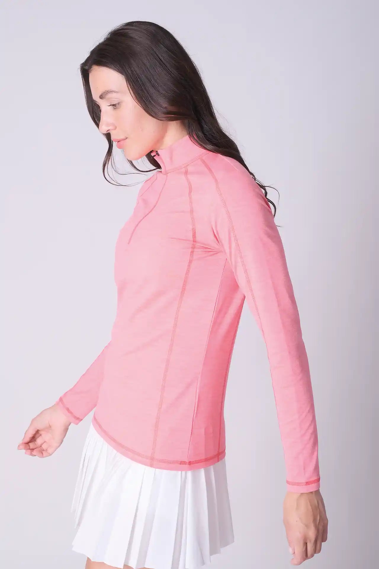 SPWR0029 - Women's Heather Jersey 1/4 Zip Pullover - Pink