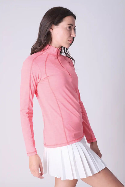 SPWR0029 - Women's Heather Jersey 1/4 Zip Pullover - Pink