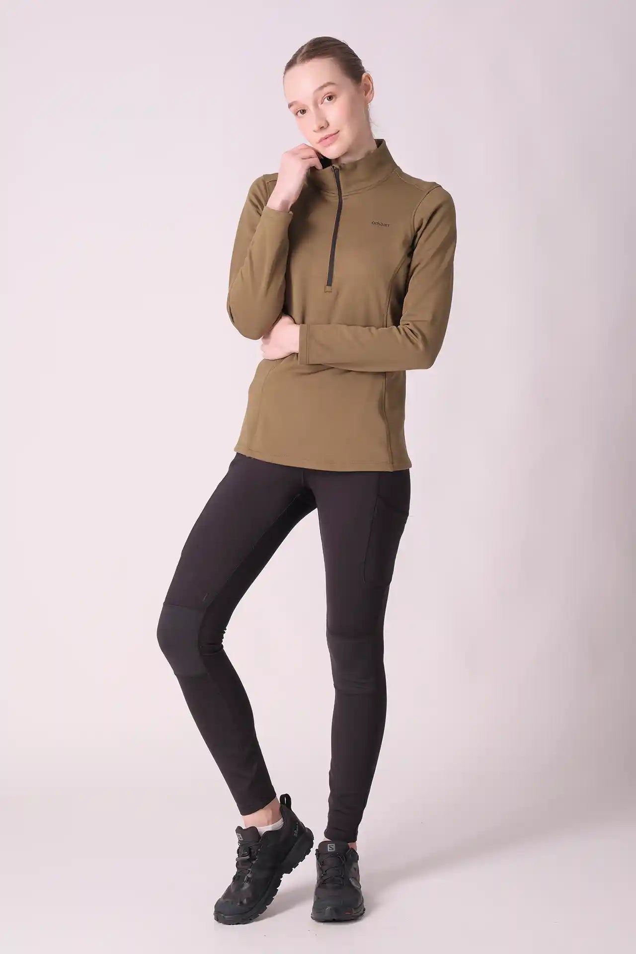 SPWR0030 - Women's Half Zip Base Top - Army