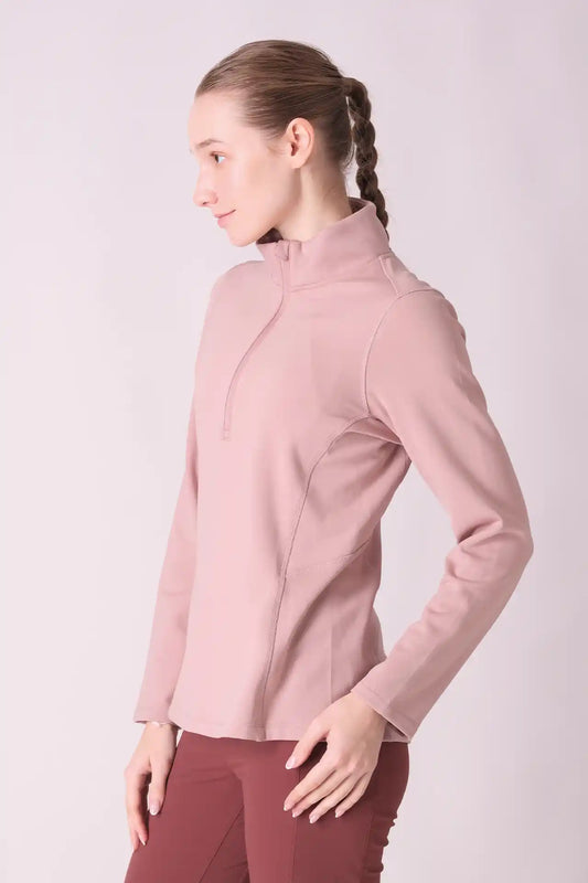 SPWR0030 - Women's Half Zip Base Top - Dusty Pink