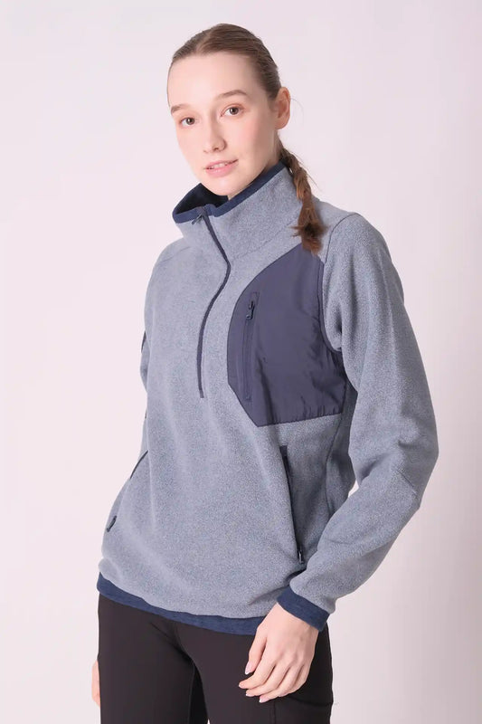 SPWR0031 - Women's Fleece Loose Anorak - Greyish Blue