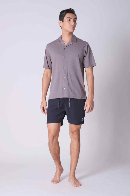 SPW0010 - Ultra Soft Mercerised Slub Cotton Button Down Resort Shirt - Mid Grey